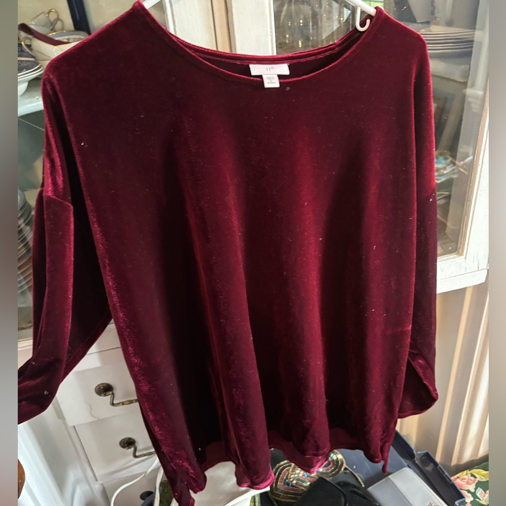 J. Jill Rich Burgundy Velvet Top